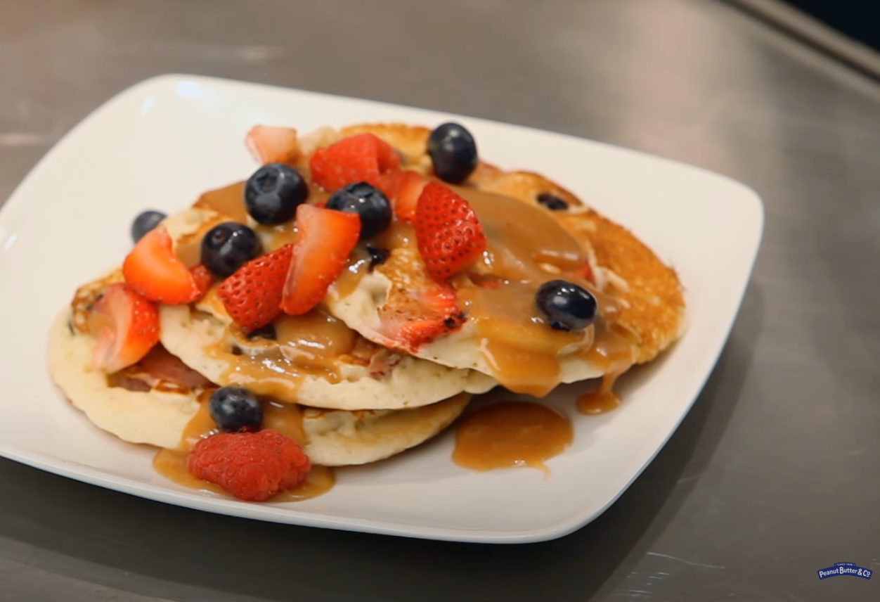 VIDEO RECIPE: Mixed Berry Pancakes with Peanut Butter Milk Jam
&ndash; Peanut Butter &amp; Co - ilovepeanutbutter.com