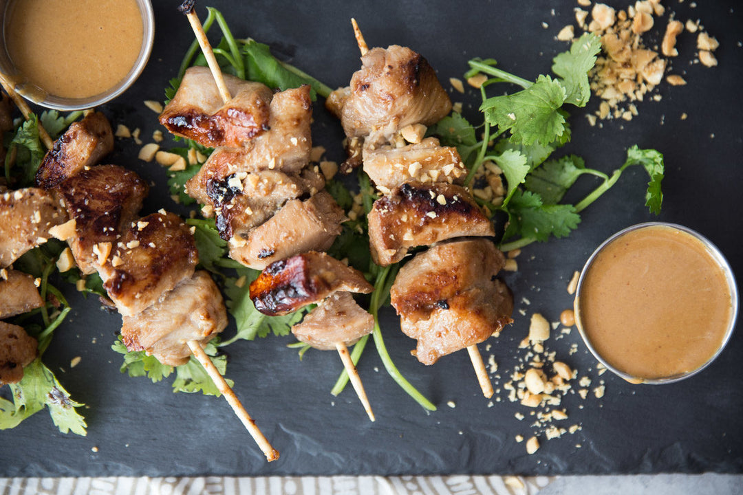 Grilled Chicken Skewers with Peanut Sauce