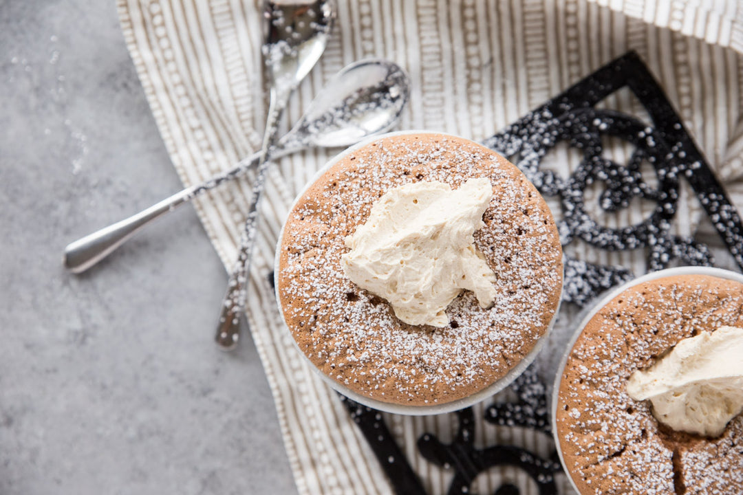 Chocolate Souffle with Peanut Butter Whipped Cream
