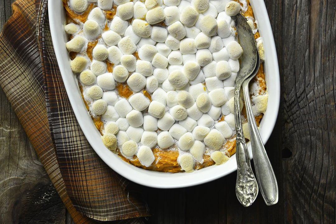 Nutty Sweet Potato Casserole with Marshmallow Topping