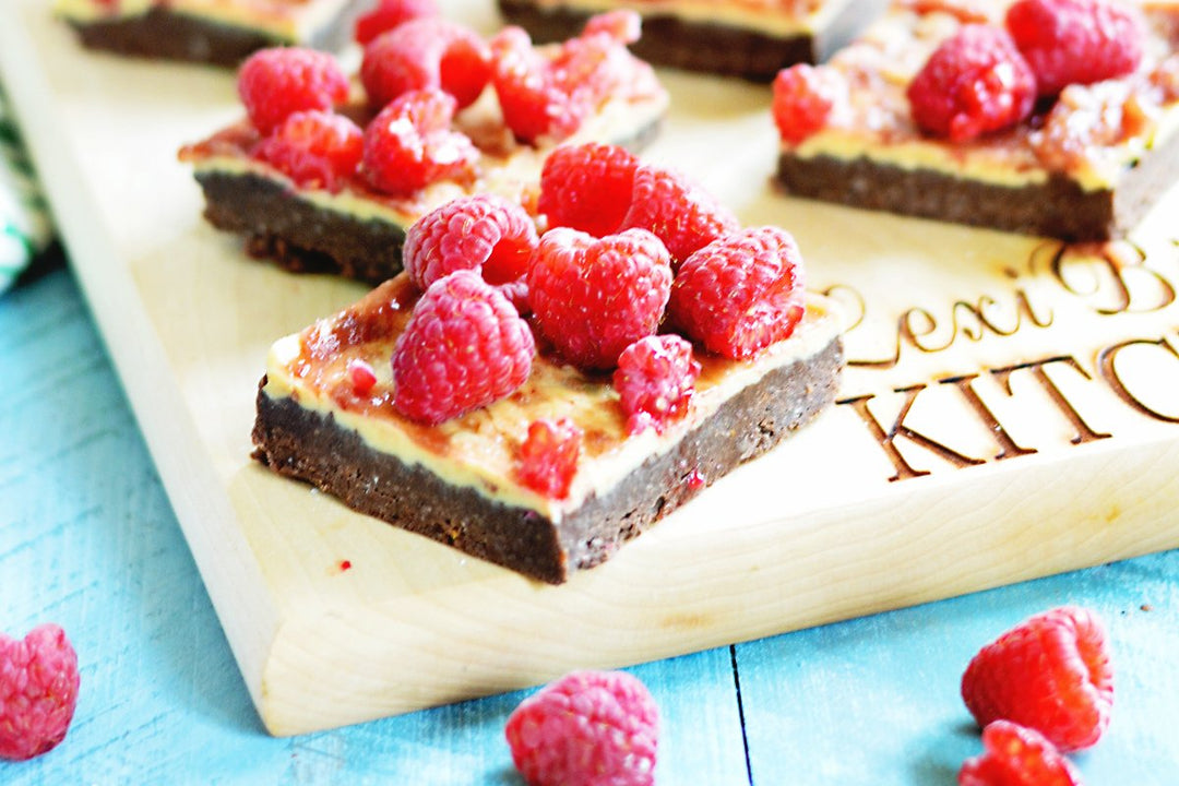 No-Bake White and Dark Chocolate Raspberry Peanut Butter Bars