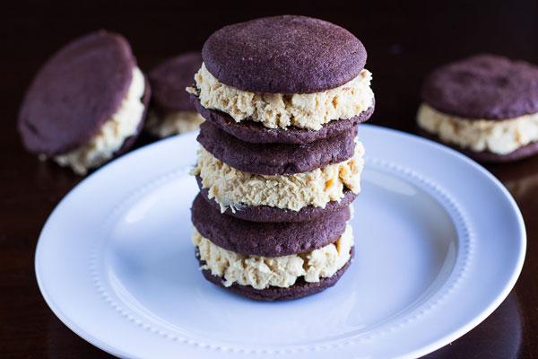 Chocolate Peanut Butter Shortbread Cookie Sandwiches