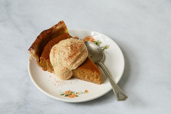 Maple Peanut Butter Pumpkin Pie with Maple Peanut Butter Whipped Cream