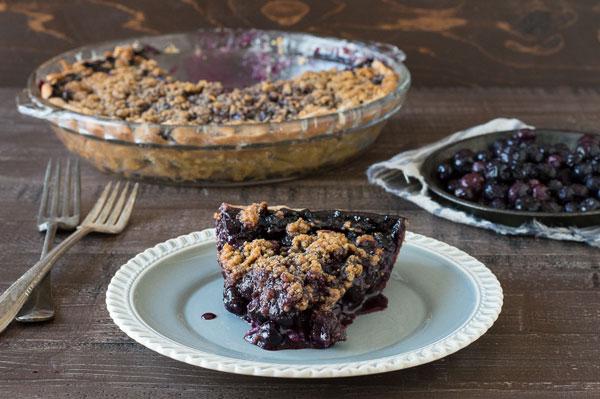 Gluten-Free Peanut Butter Streusel Blueberry Pie