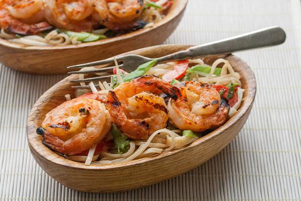 Vermicelli Salad with Grilled Shrimp & Ginger-Peanut Butter Dressing