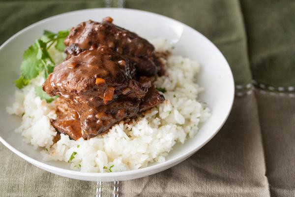Braised Short Ribs with Espresso Peanut Butter Glaze