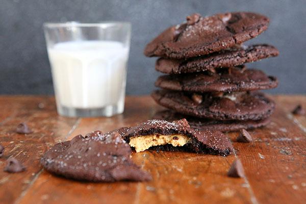 Peanut Butter Stuffed Chocolate Cookies