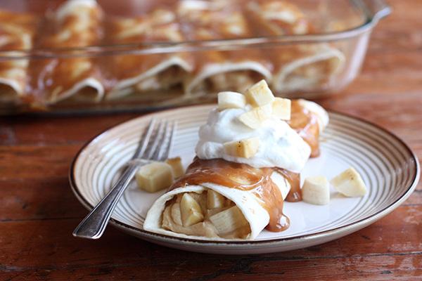 Peanut Butter-Banana Dessert Enchiladas