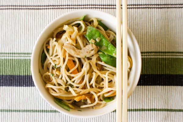 Spicy Chicken & Sesame Noodle Salad with Peanut Butter Sauce