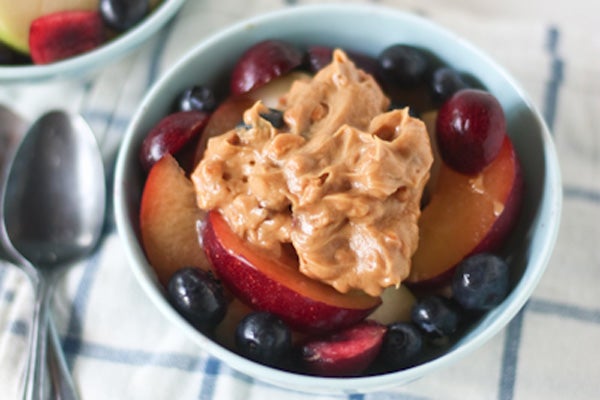Fruit Salad with Crunchy Peanut Butter Dressing
