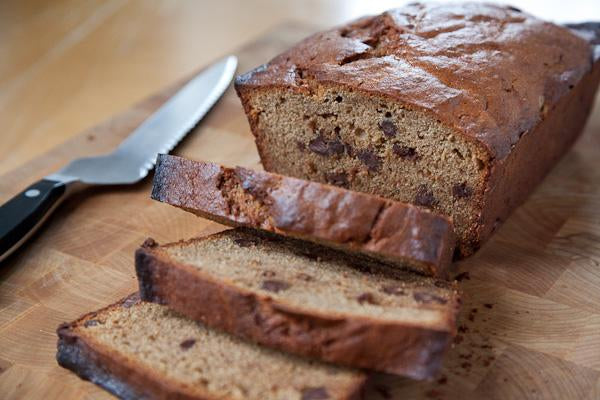 Spiced Peanut Butter Banana Bread with Chocolate Chips
