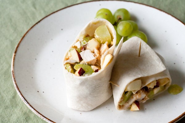 Peanut Butter Chicken Waldorf Wraps