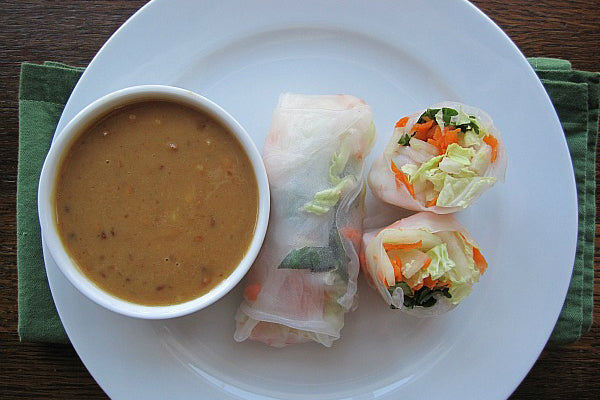 Spring Rolls with Asian-Inspired Peanut Butter Sauce