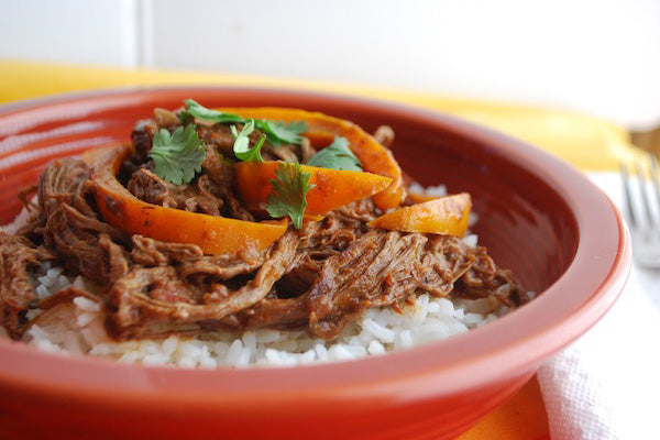 Dark Chocolate Peanut Butter Ropa Vieja (Shredded Beef Stew)