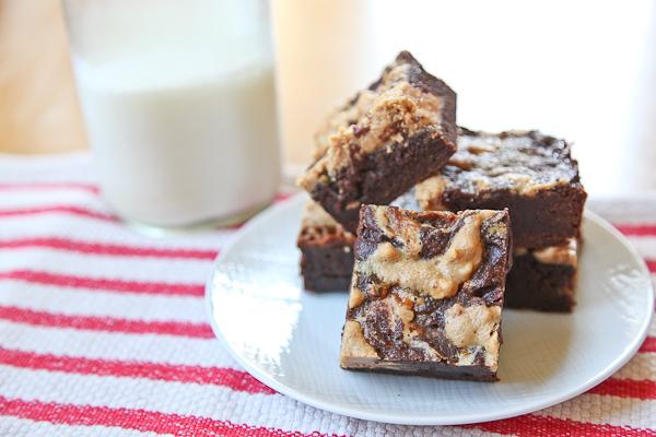 Peanut Butter Caramel Dark Chocolate Swirl Brownies