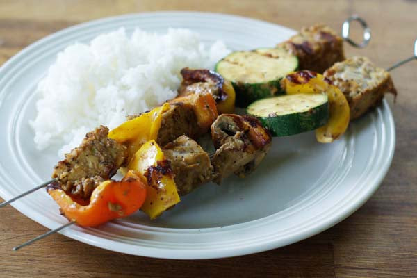 Peanut Butter Tempeh Kebabs