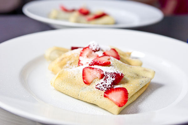 Dark Chocolate Peanut Butter and Strawberry Crepes