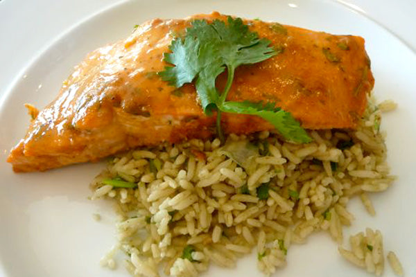 Red Chili and Peanut Butter Glazed Salmon