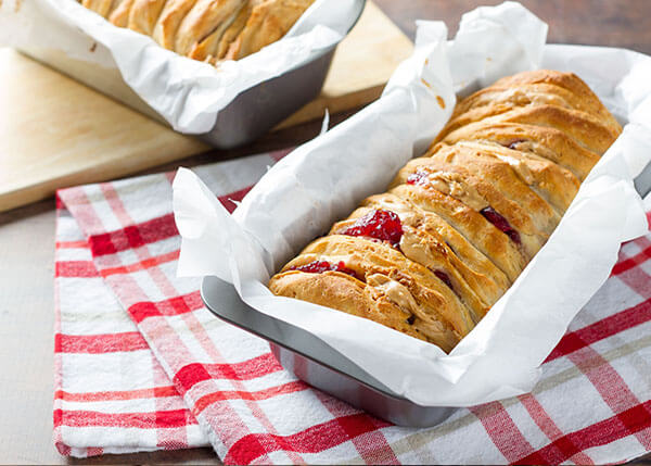 Three Ingredient Peanut Butter & Jelly Pull Apart Bread