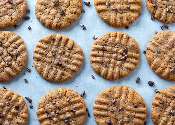 Peanut Buttery Cocoa Cookies with Cacao Nibs