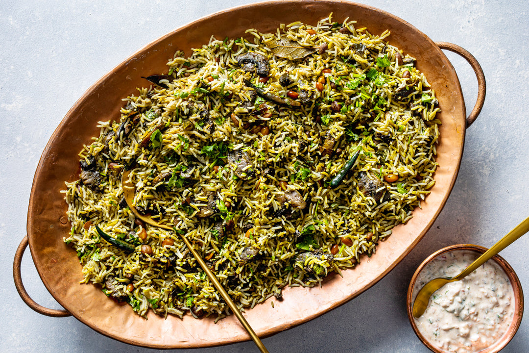 Mushroom and Peanut Biryani