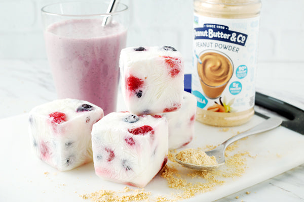 PB Berry Smoothie with Make-Ahead Yogurt Ice Cubes