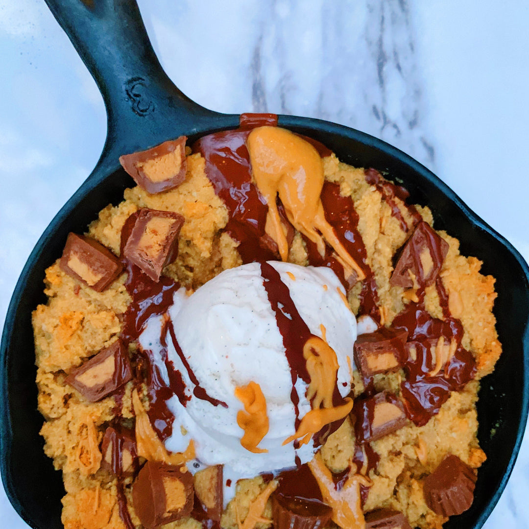 Honey Peanut Butter Skillet Cookie