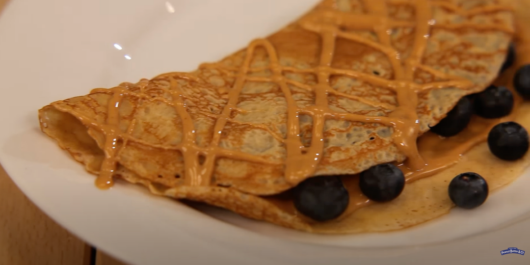VIDEO RECIPE: Crepes with Peanut Butter & Blueberries