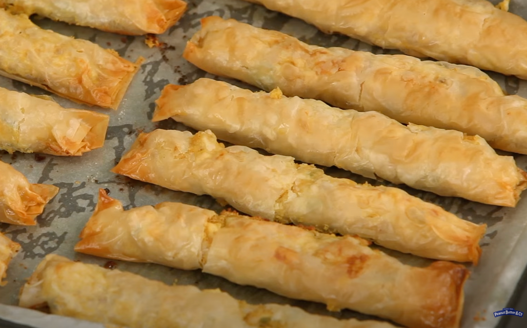 VIDEO RECIPE: Phyllo Rolls Stuffed with Curried Peanut Chicken