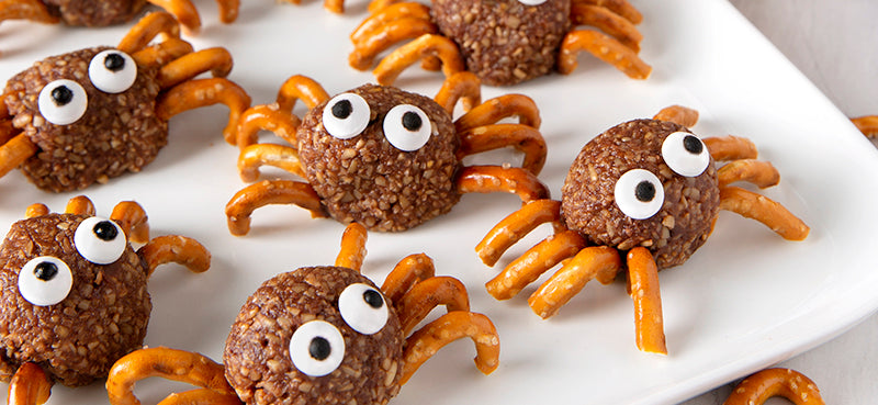 Spooky little peanut butter snack spiders