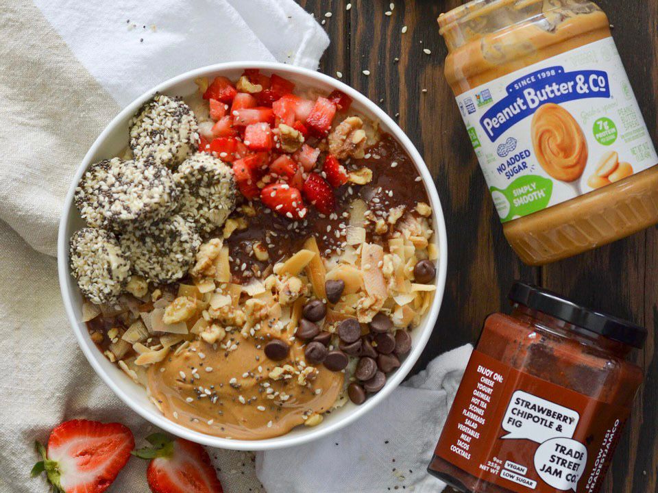 Peanut Butter and Strawberry Chipotle & Fig Jam Oatmeal Bowl – Peanut ...