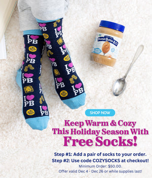 Keep warm and cozy this Holiday Season with Free Socks from Peanut Butter & Co!